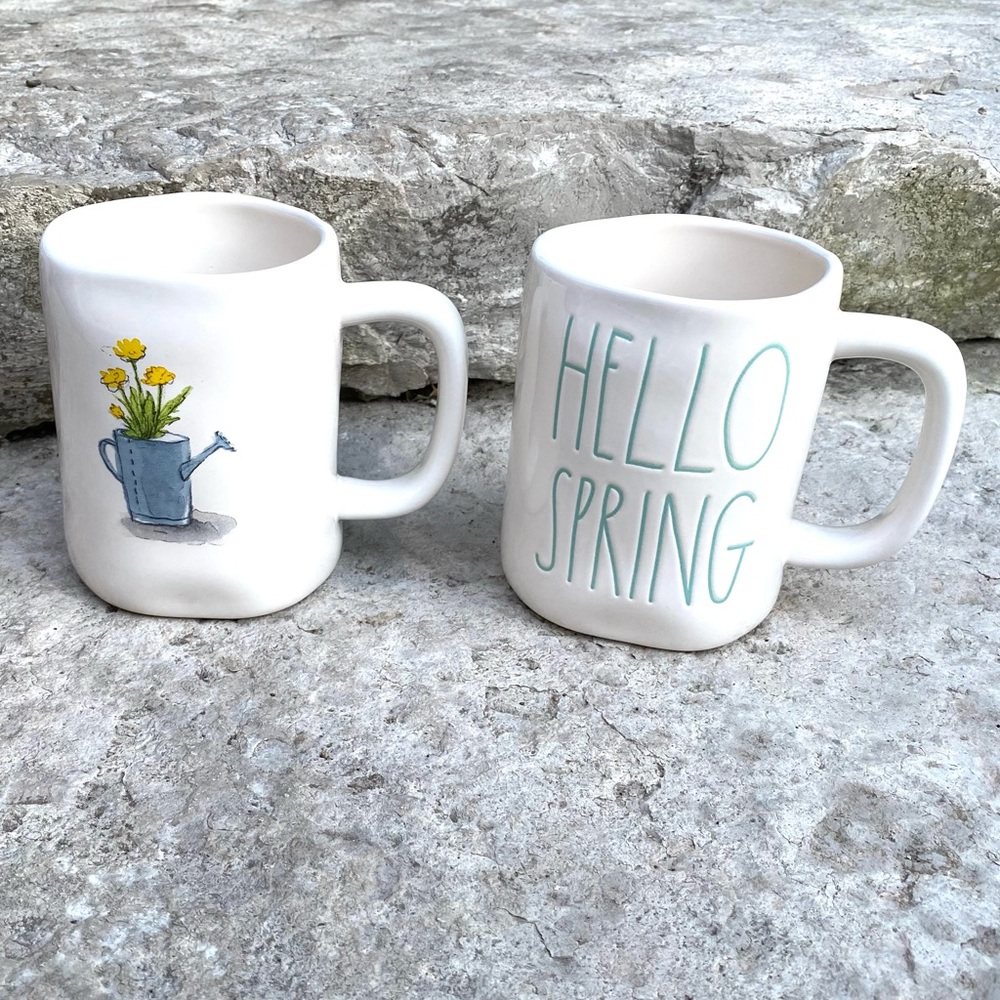 Rae Dunn HELLO SPRING and Water Can Mug Set